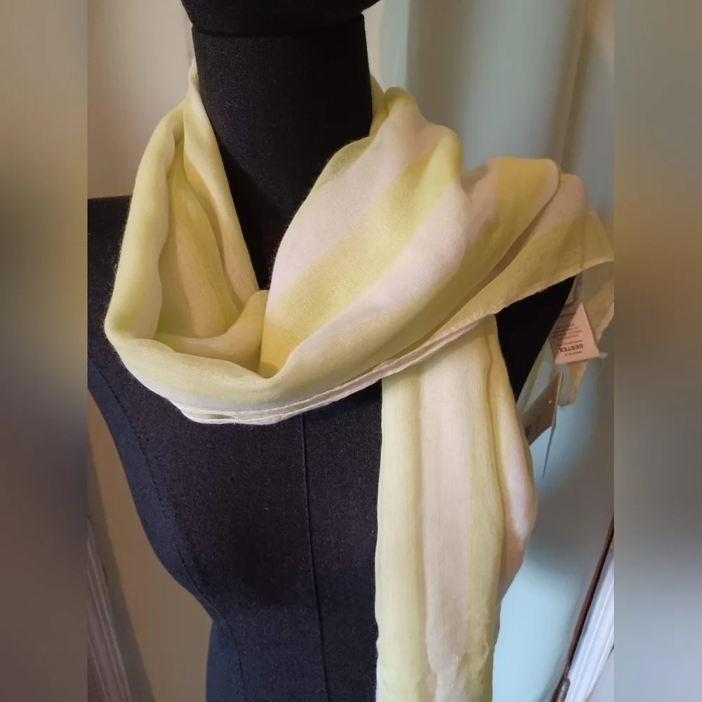 Cool Breeze By Sophi White & Yellow Striped Versatile Scarf